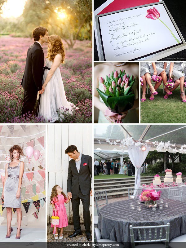 Grey and Light Pink Vintage Outdoor Wedding