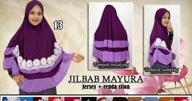 Jual jilbab bahan jersey kombinasi renda sifon murah