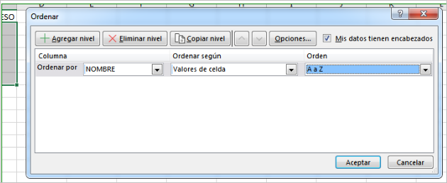 Como ordenar datos por orden alfabetico en excel
