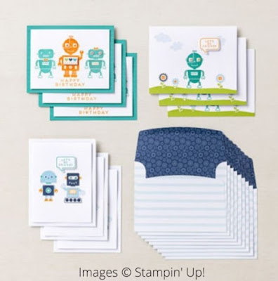 Robot buddies kit stampin up fun bright birthday card