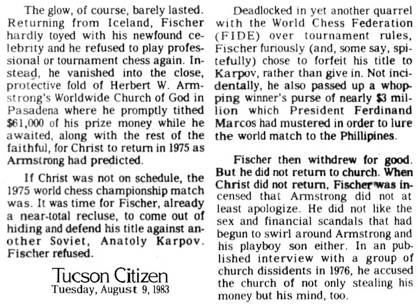 Fischer's Post-Cult Aftermath