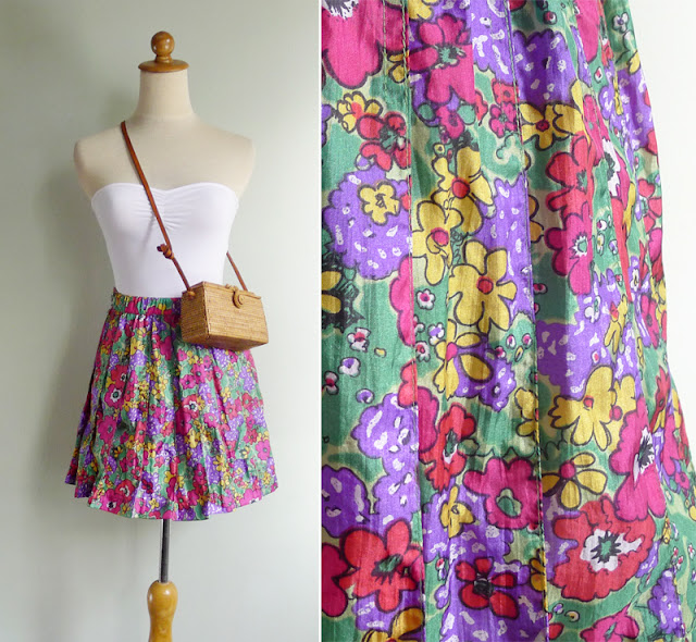 retro floral print tennis skirt