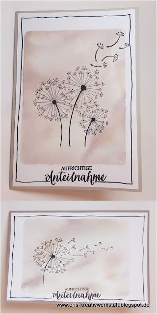 Trauerkarten mit Pusteblumen und Aquarellhintergrund Stampin' Up! www.eris-kreativwerkstatt.blogspot.de