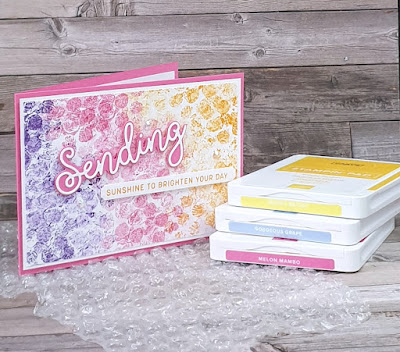 Sending Smiles stampin up simple fun backgrounds bubble wrap printing technique