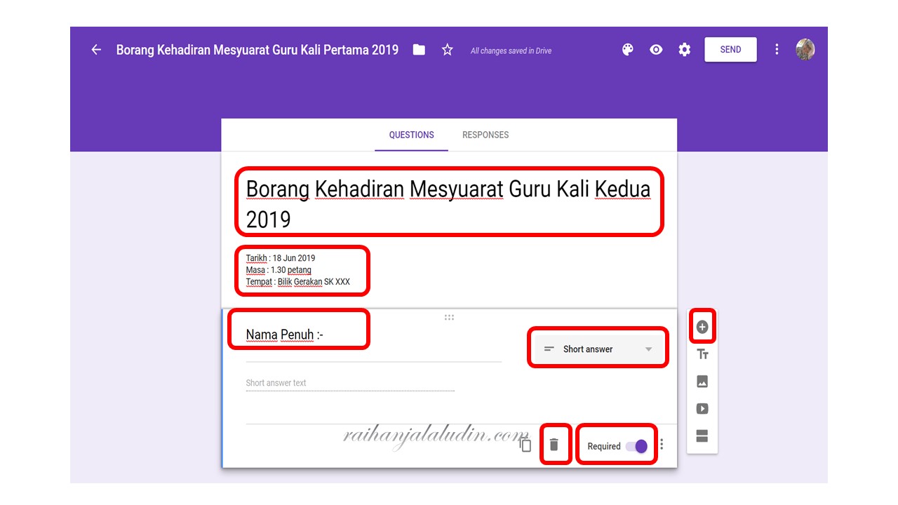 Contoh Borang Soal Selidik Google Form