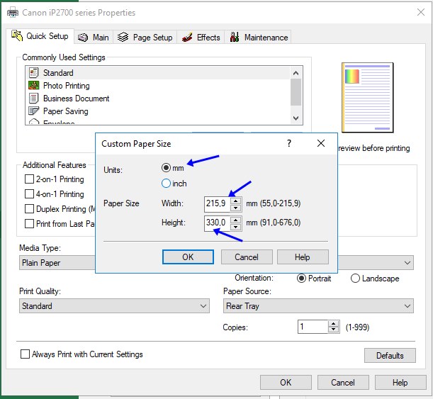Cara Setting Ukuran Kertas F4 Folio di Ms Word dan Excel 