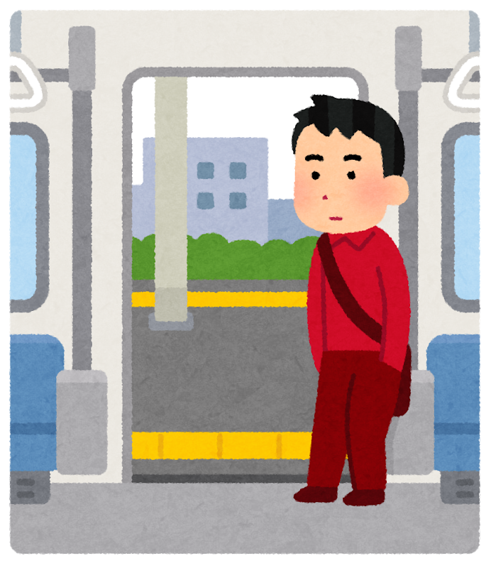 電車のドアの横に立つ人のイラスト かわいいフリー素材集 いらすとや