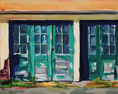 Acrylic painting of the stables at knox farms in east aurora ny.