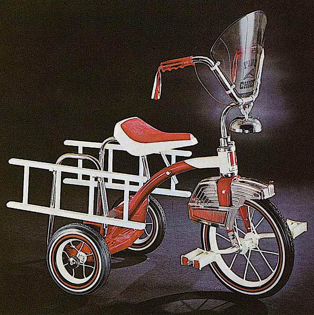 a 1971 child's fire truck tricycle color photograph