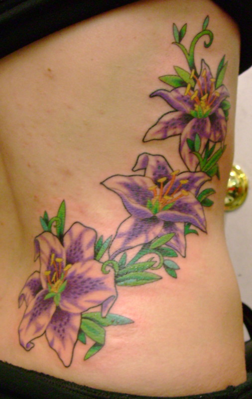 Flower Rib Tattoos For Girls