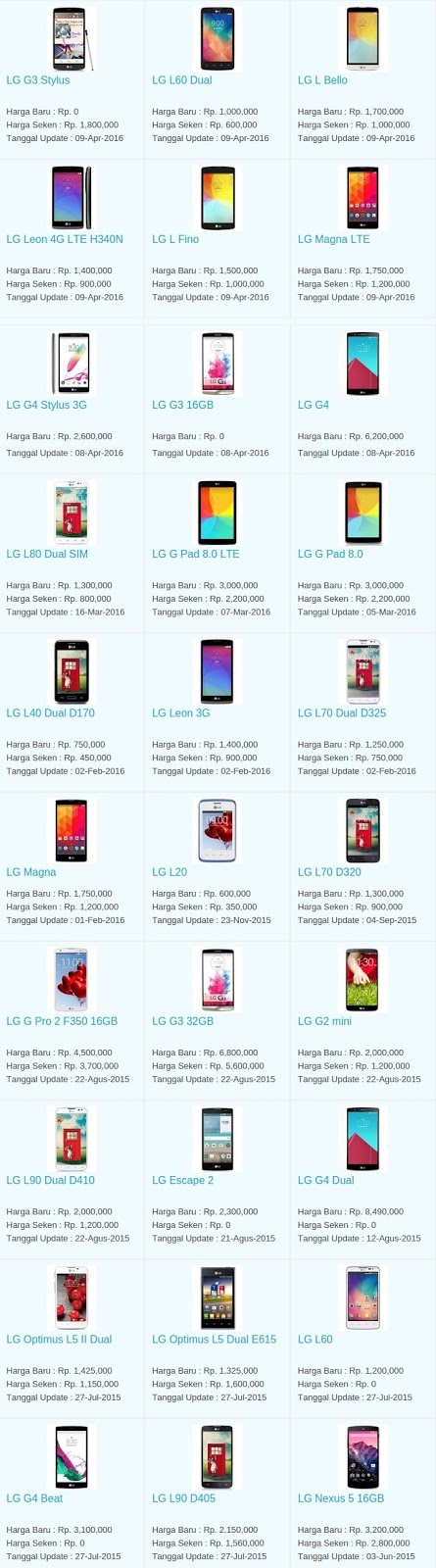 Daftar Harga Hp Terbaru LG Mei 2016