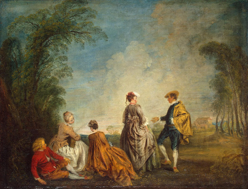 An Embarrasing Proposal by Jean-Antoine Watteau - Genre Paintings from Hermitage Museum