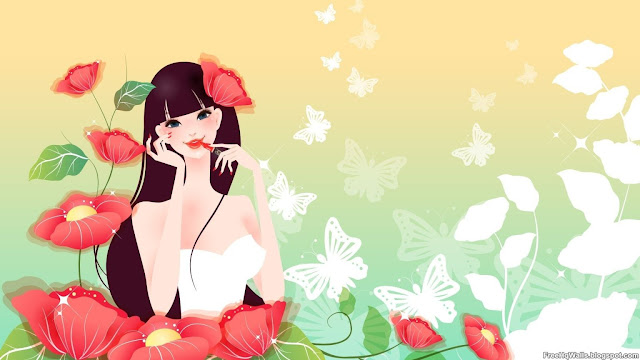 Anime Girl with Flowers