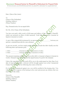 a demand letter sent by the plaintiff to the defendant