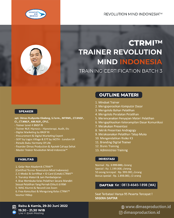 WA.0813-4645-1898 | Certified Trainer Revolution Mind Indonesia (CTRMI™)