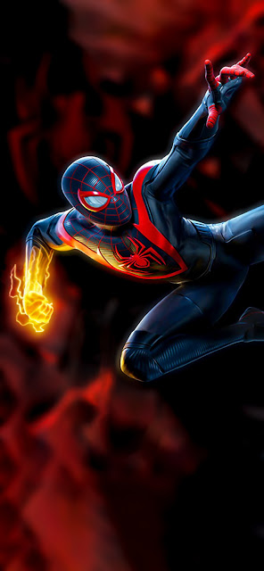Spider-man jumping. image to use as background wallpaper on iOS 16 or any android.