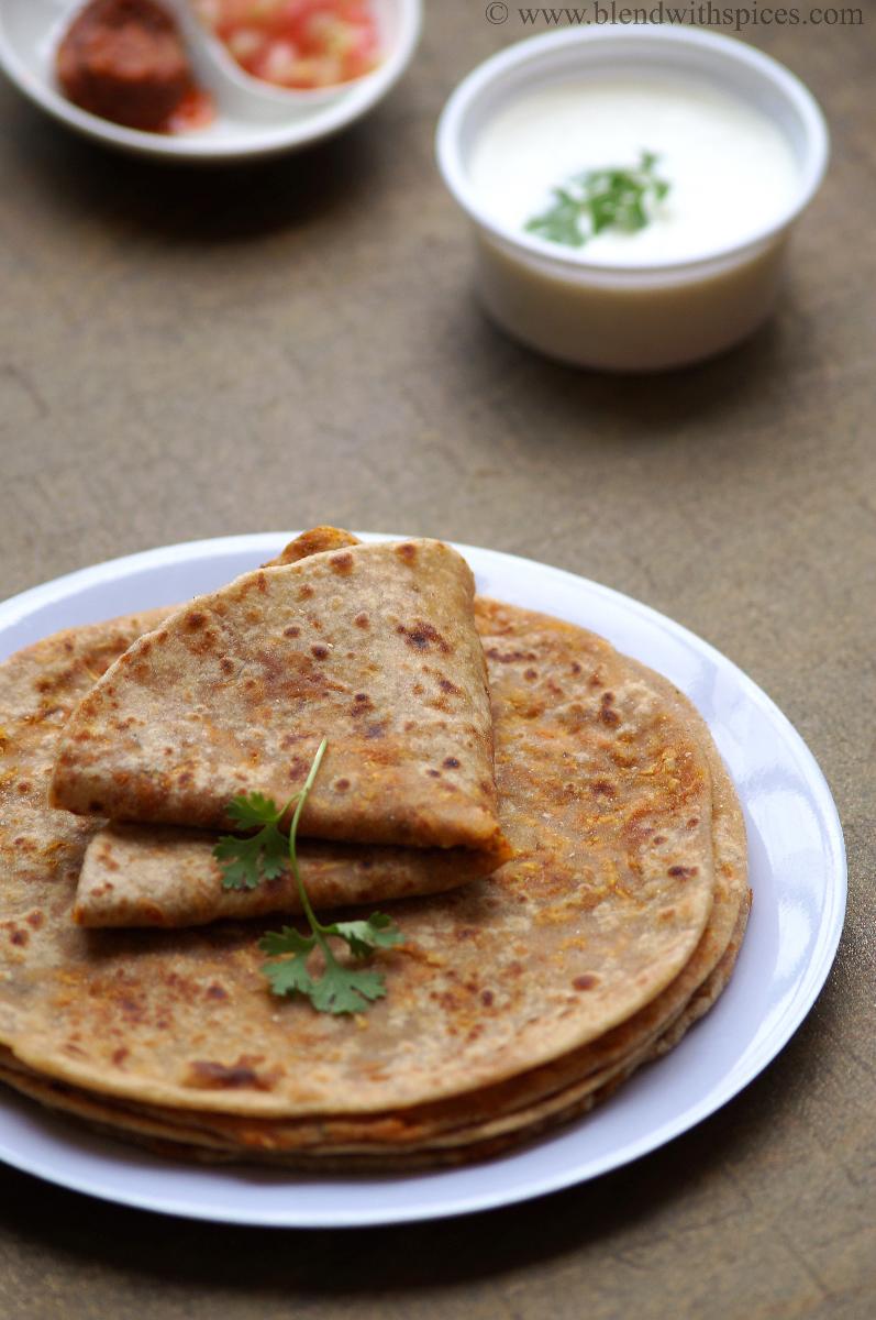 recipe of carrot paratha, how to prepare carrot paratha, north indian paratha recipes, paratha recipes indian, step by step recipe