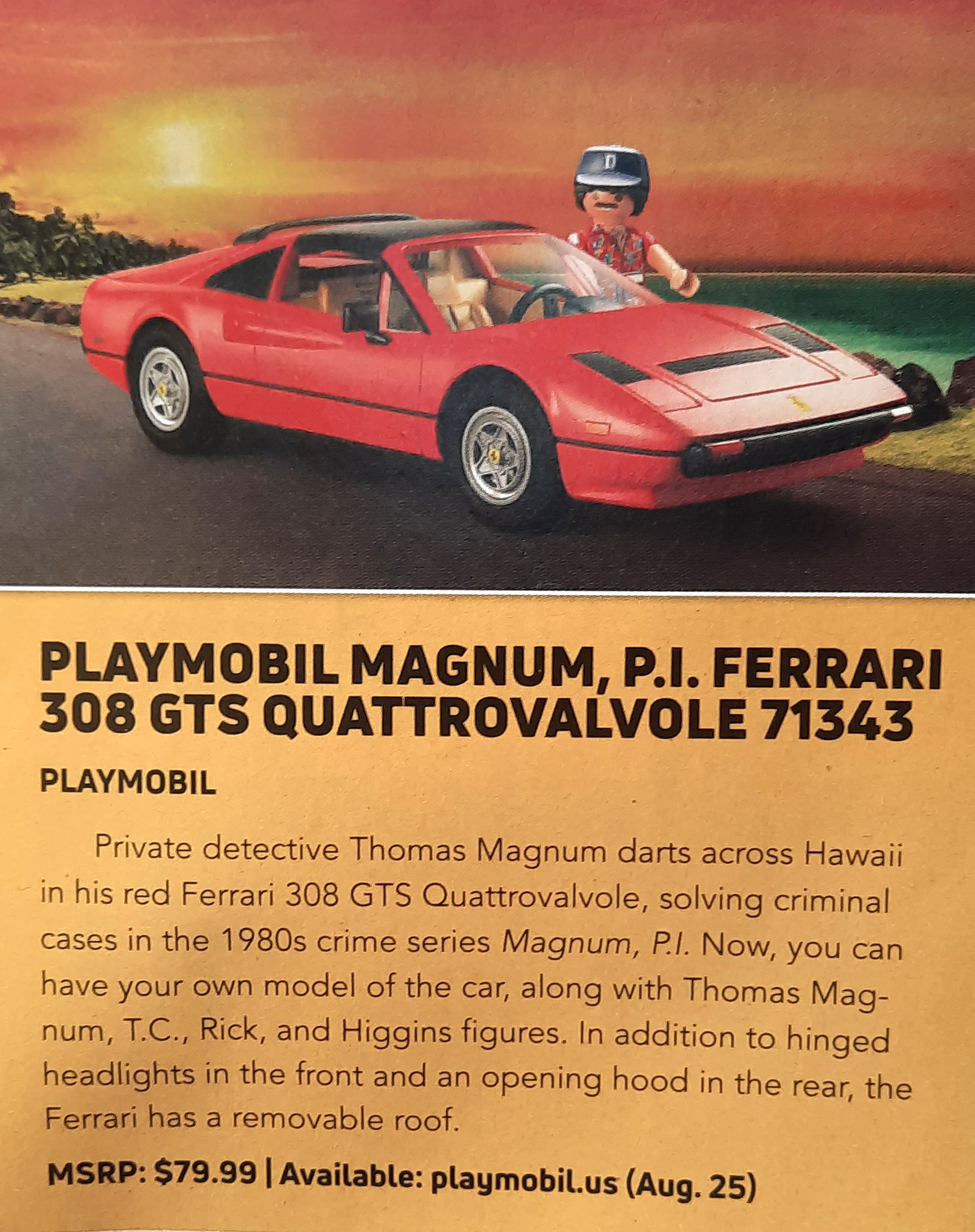 PLAYMOBIL Playmobil Movie Cars Magnum, P.i. Ferrari 308 Gts Quattrovalvole  - 71343 - Playmobil Movie Cars 