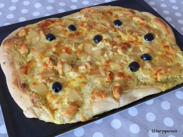 Pizza blanche poulet curry