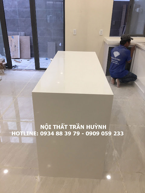 Thi công mặt bếp đá nhân tạo Solid surface