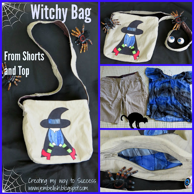 Witchy Bag Upcycled from Shorts