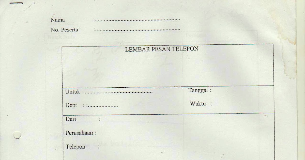 Dorblue Kyeungyi 안녕: Contoh Lembar Pesan Telepon