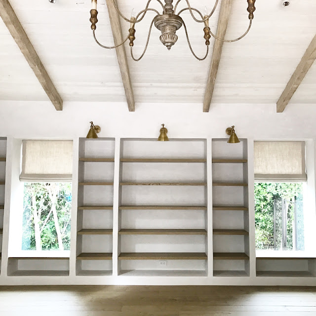 image result for white oak built-in shelves and windows Malibu Mediterranean Modern Farmhouse Giannetti Home