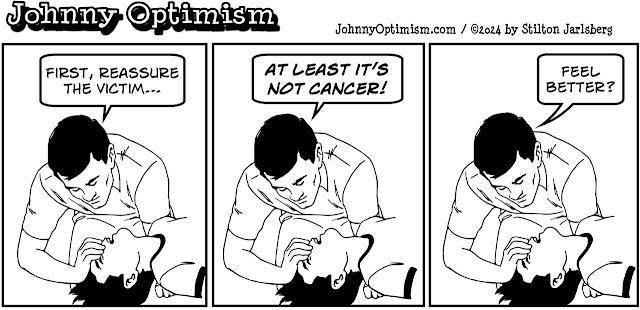 johnny optimism, medical, humor, sick, jokes, boy, wheelchair, doctors, hospital, stilton jarlsberg, CPR, artificial respiration, cancer