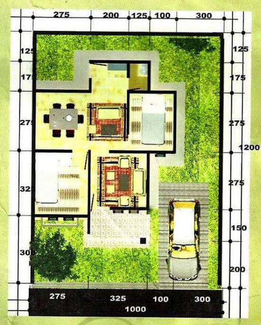 Contoh Desain Denah Rumah Minimalis Tipe 45 Model