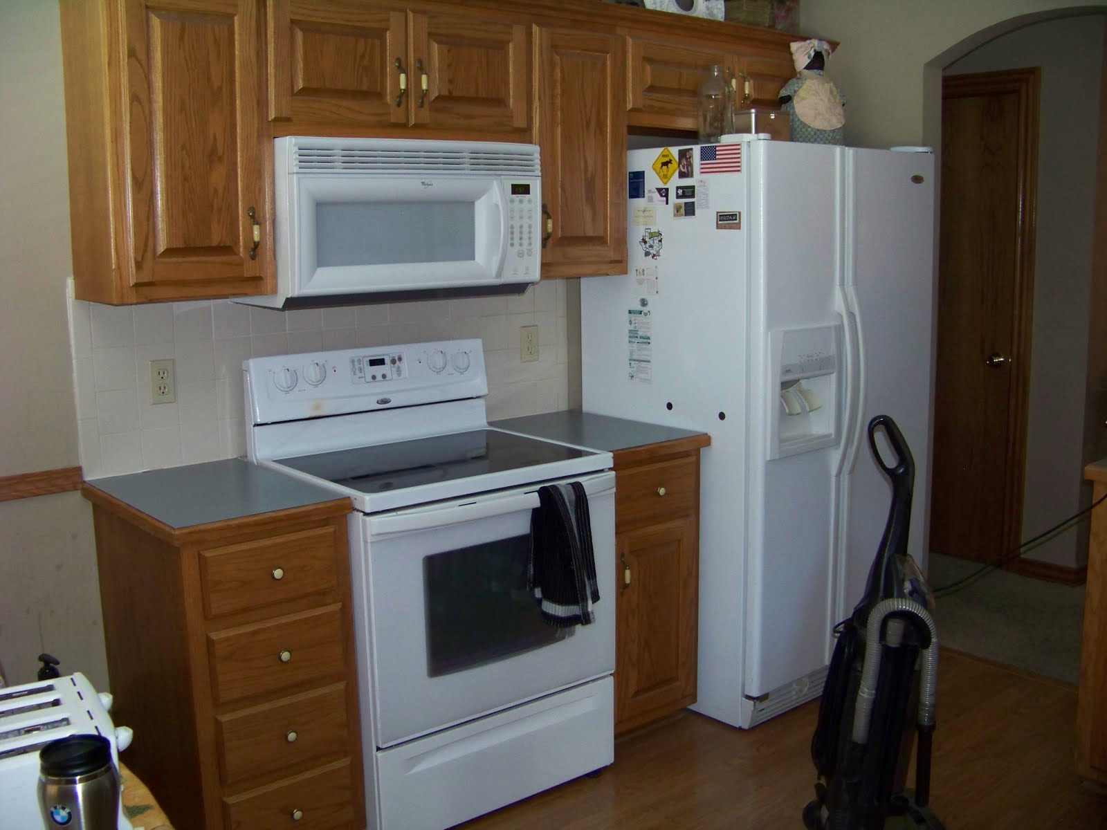 Below are the old blue countertops the day we were about to tear them 