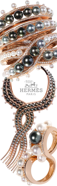 ♦Hermès Haute Bijouterie Ombres et Lumière double bague ring, bracelet & necklace #hermès #jewelry #brilliantluxury