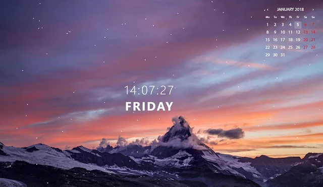 Alps Mountains - Calendar & Clock & Snow Wallpaper Engine