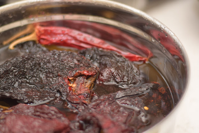 Pozole Rojo simmering for 2-3 hours