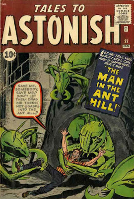 Tales to Astonish #27, first appearance Ant Man, ants drag helpless Henry Pym into an ant hill