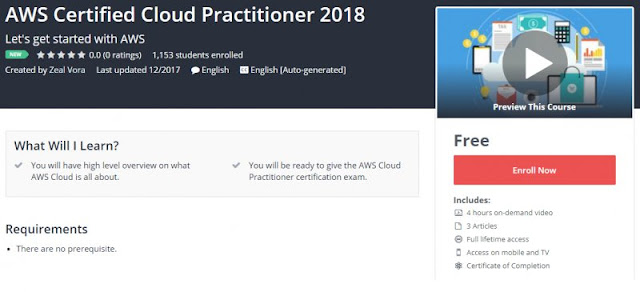 [100% FREE] AWS Certified Cloud Practitioner 2018