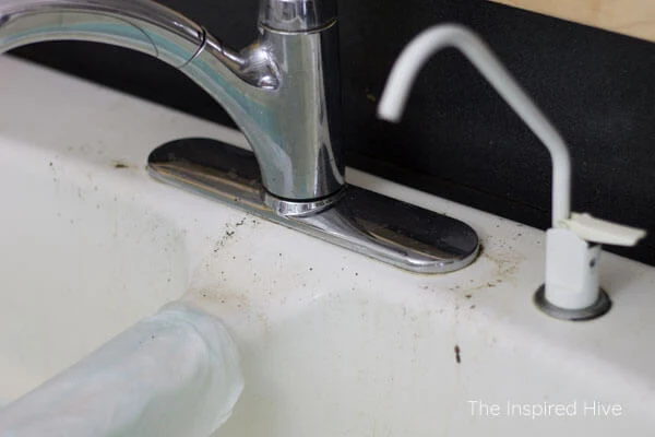 How to clean a white porcelain enameled cast iron farmhouse kitchen sink without chemicals. 