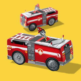  Free Printable 3D Paper: Paw Patrol Marshall's fire truck. 