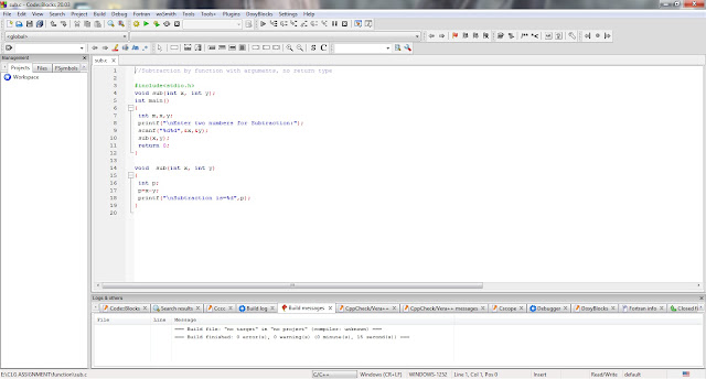 A program to subtract two numbers using Function with arguments, no return type,c programming language,2021,basic codes,input output code