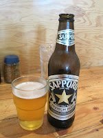 Sapporo Beer bottle and glass