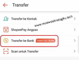 transfer ke bank jago lewat shopeepay