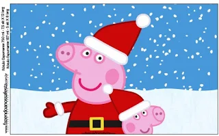 Peppa Pig in Christmas, Free Printable Candy Bar Labels.