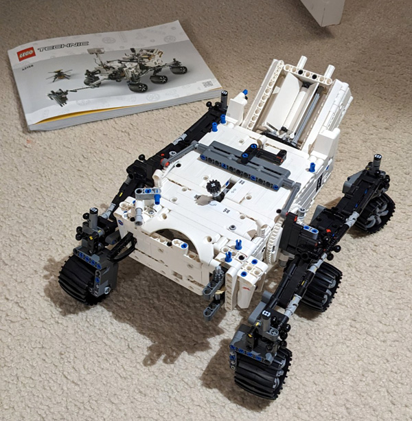 The status of my LEGO® Perseverance Mars rover...on December 27, 2023.