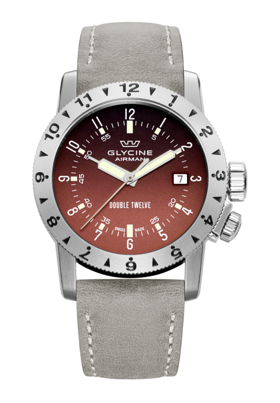 Glycine Airman Double Twelve quadrante rosso