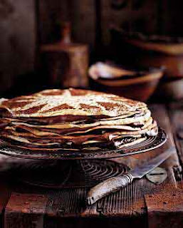 Pancake Cake Filled With Chocolate Mousse and Chocolate Custard