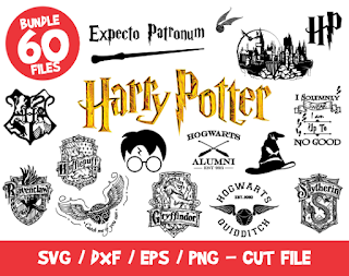 Harry Potter SVG 60 Files Bundle, Harry Potter Bundle SVG, HP Svg Cricut Silhouette, Hogwart Svg, Quidditch Svg, Gryffindor Vinyl Cut File