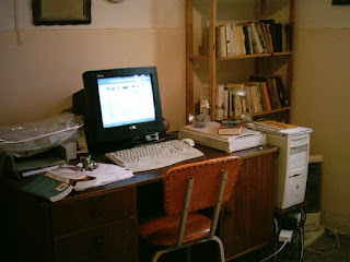 old desk, old computer