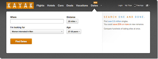 kayak adds online dating