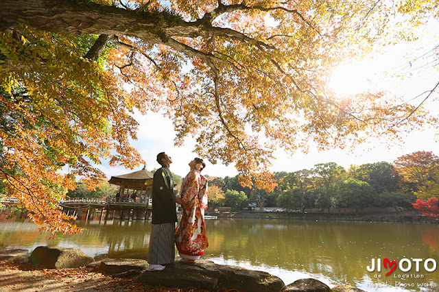 奈良公園の紅葉で前撮り撮影