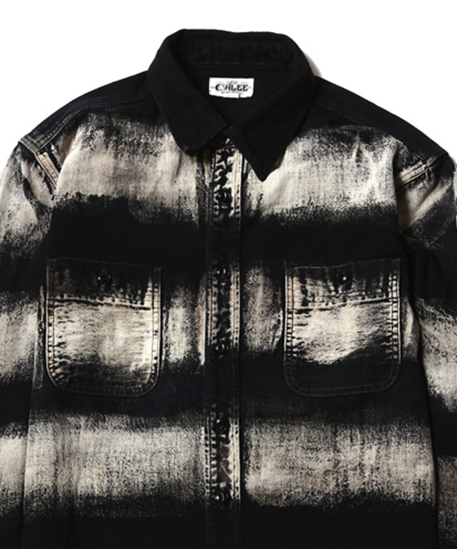 CALEE "L/S Bleach border denim shirt" 30,240yen