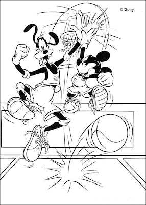 Goffy and Mickey Mouse : 2 Animated Characters Disney Coloring Pages